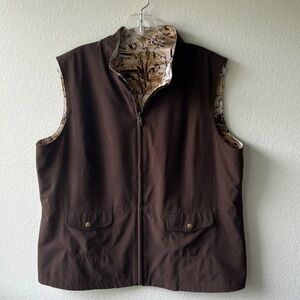 Chico's Vest Reversible animal print brown tones size 3 or size 16
